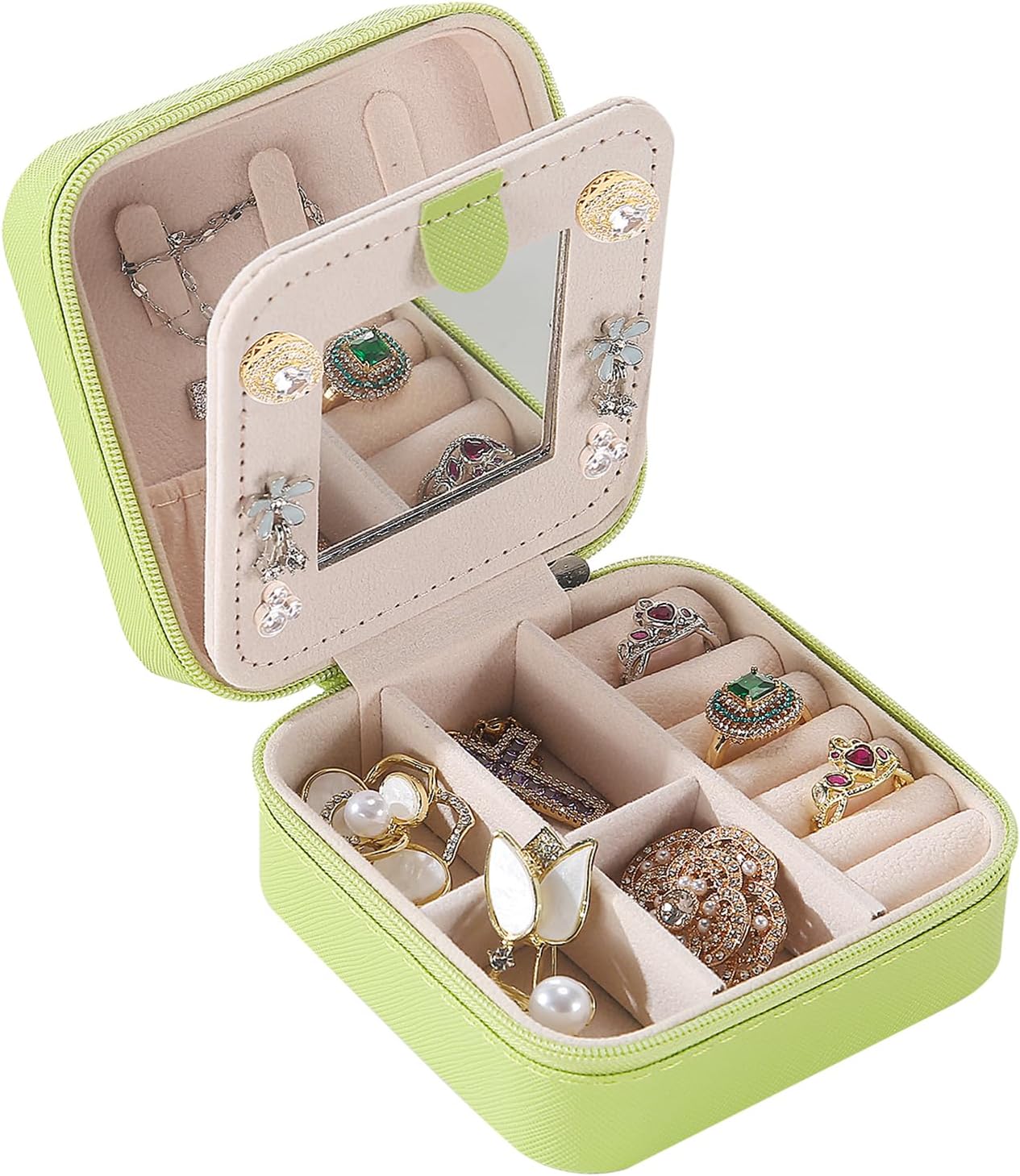 KElofoN Travel jewelry case Travel jewelry box Travel Jewelry Organizer Small box Gift for Girls Women with Mirror(Pink)