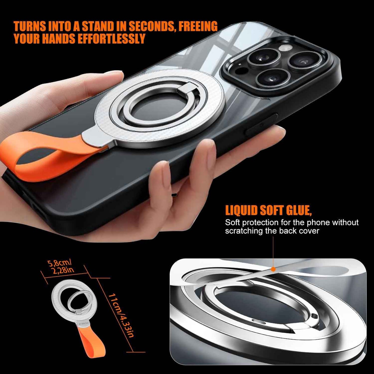 Magnetic Phone Grip Holder, Rotatable Magnetic Phone Ring Stand Holder, Magnet Cell Phone Grip Stand for iPhone 16 Pro/16/15/14/13/12