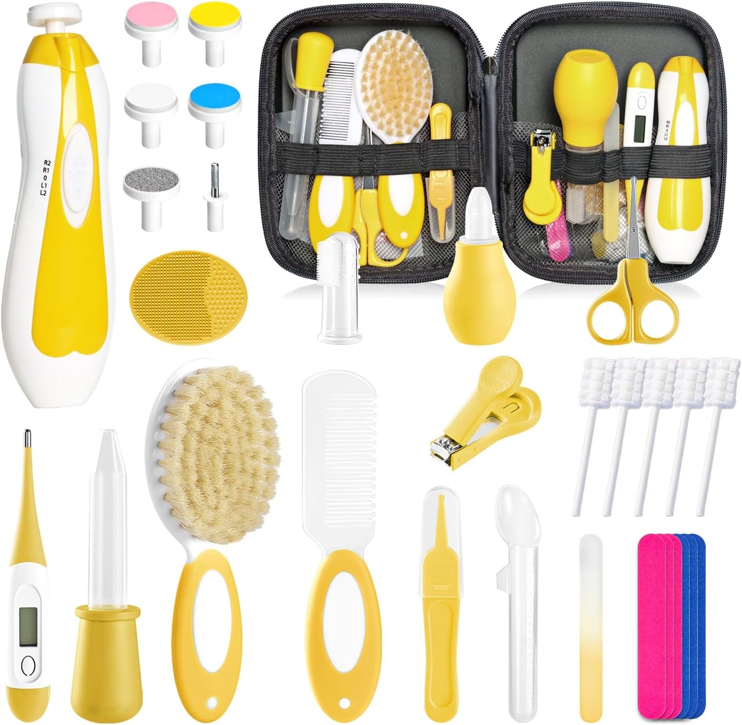 Baby Healthcare and Grooming Kit for Newborn Kids, 24PCS Upgraded Safety Baby Care Kit, Newborn Nursery Health Care Set, Baby Care Product (Grey White)