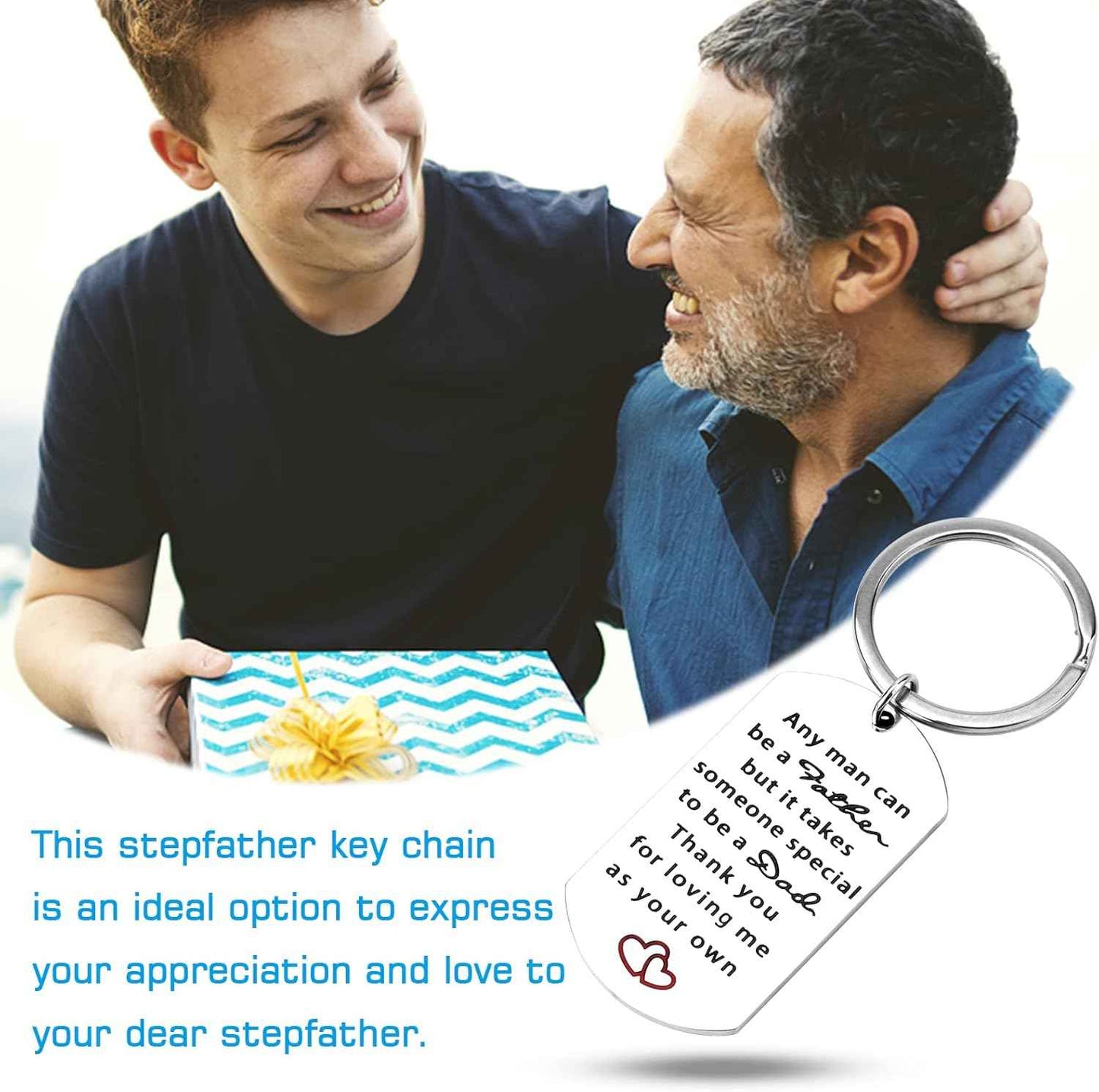 Keychain Christmas Gifts for dad: Personalized Gift Idea for stepfather from Daughter Son on Birthday Fathers Day - Stainless Steel Outdoor men's Lightweight car house key organizer