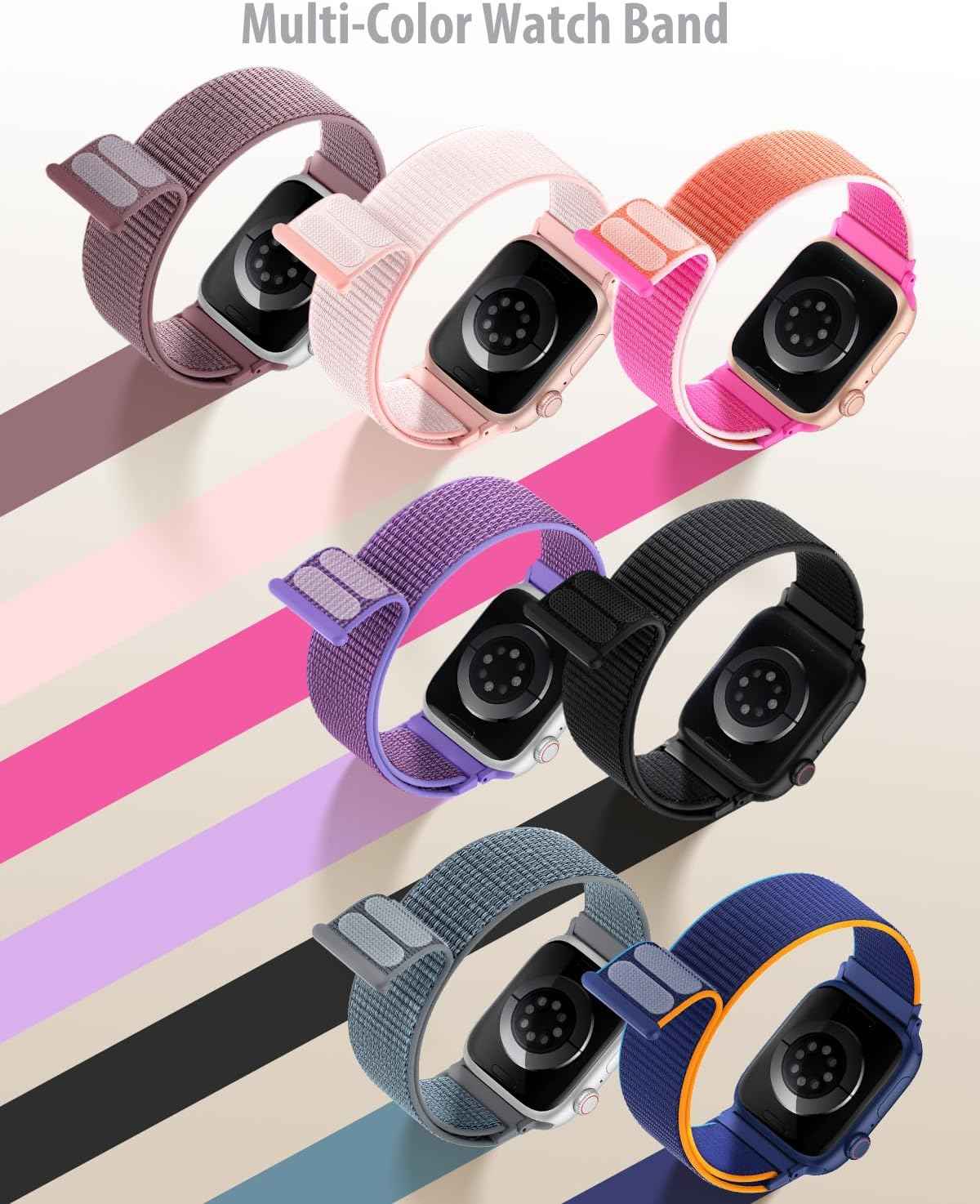 Nylon Loop Sport Band Compatible with Apple Watch Bands 44mm 45mm 46mm 49mm 42mm for Women Men, iWatch Wrist Straps for Ultra 3 2, Se, Series 11 10 9 8 7, Breathable, Soft Band Ideal for Outdoor