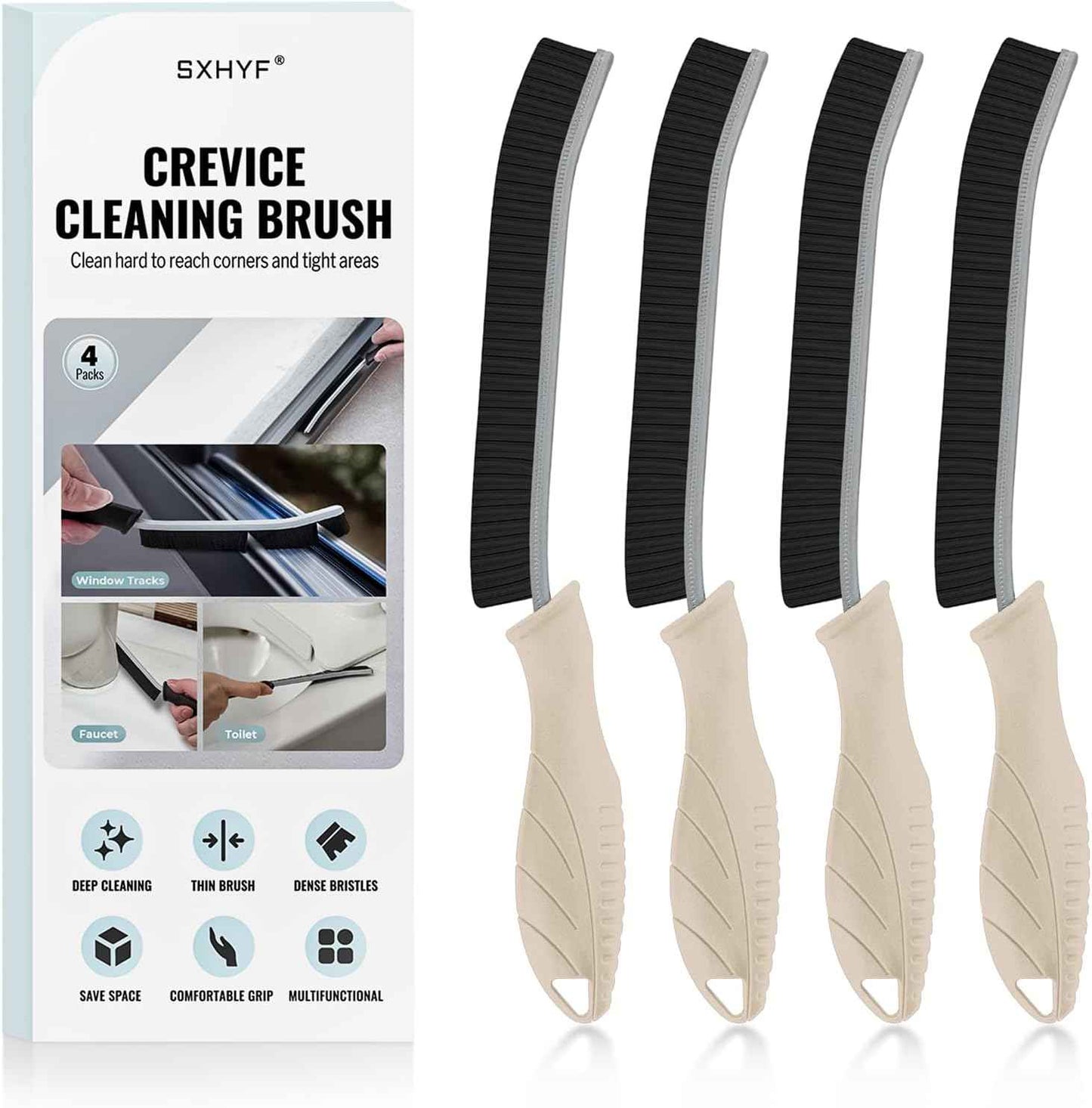 SXhyf Crevice Cleaning Brush - Grout Scrub Brush, House Cleaning Supplies, Gap Cleaning Tools, Home Essentials, Gifts for Women Men, Hard Bristle Crevice Cleaner Brush for Household Use, Bathroom