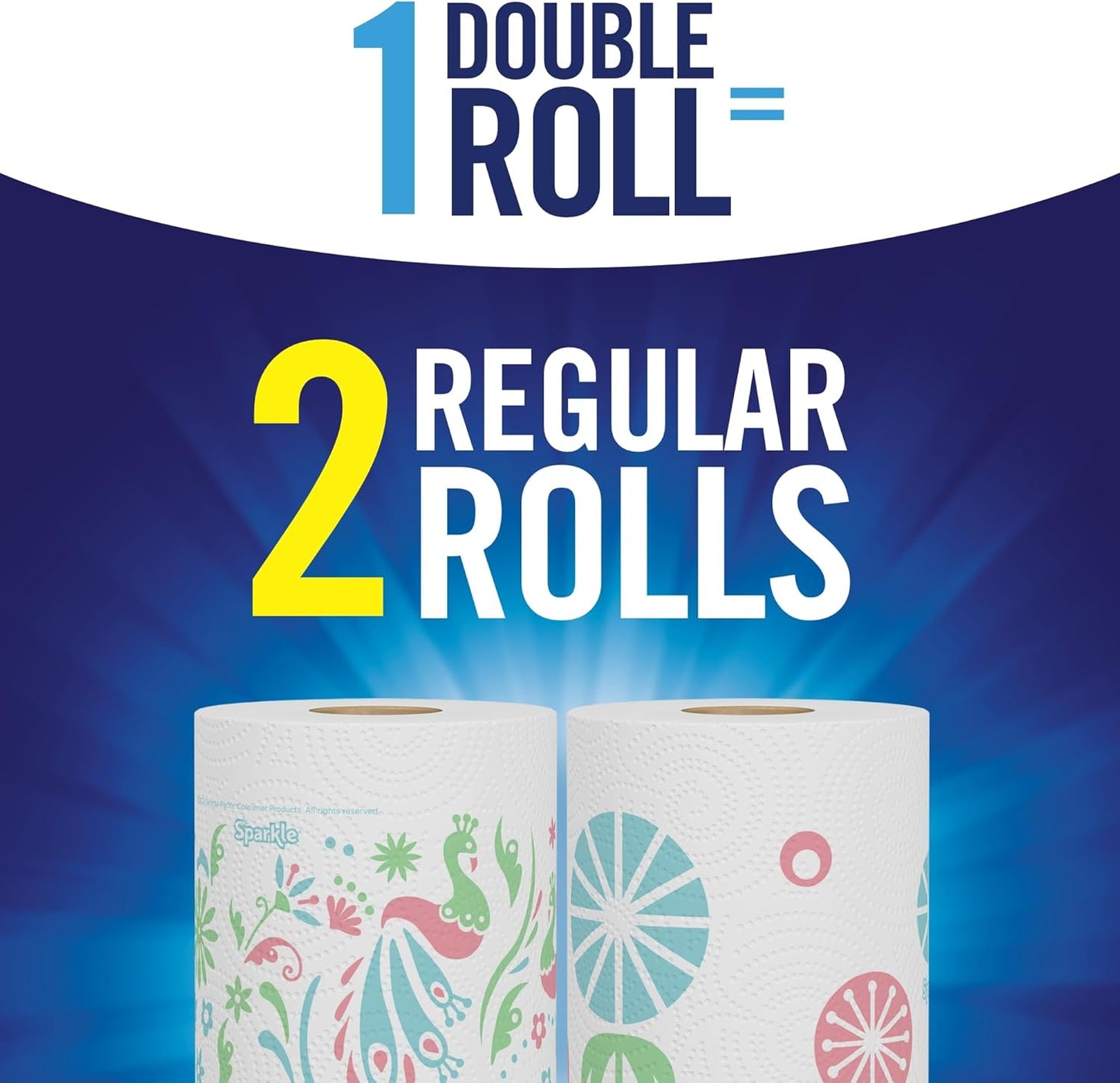 Sparkle Pick-A-Size Paper Towels, Spirited Prints, 6 Double Rolls = 12 Regular Rolls, Everyday Value Paper Towel With Full And Half Sheets - Rayz Mart