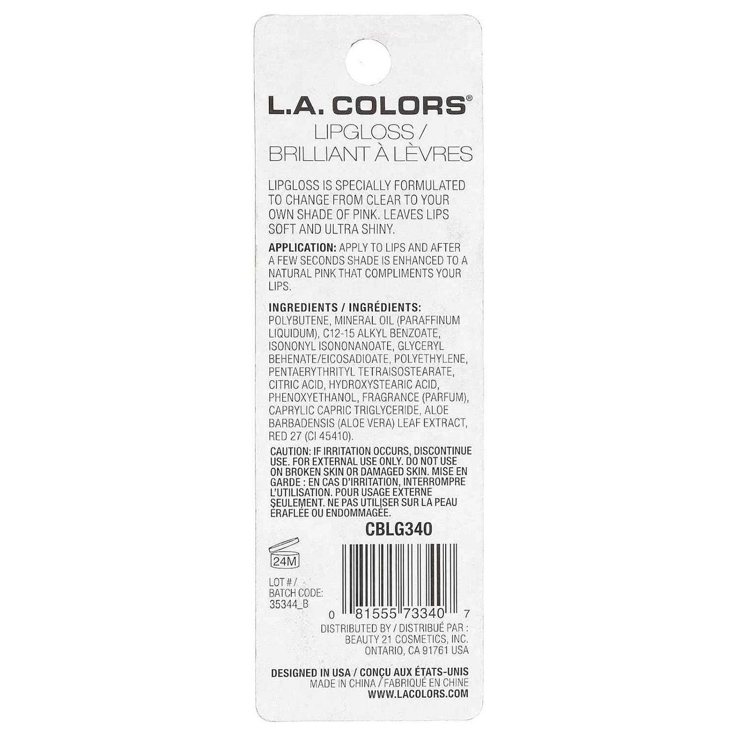 L.A. COLORS Lip-gloss In The Mood, 0.43 Oz (CBLG340)
