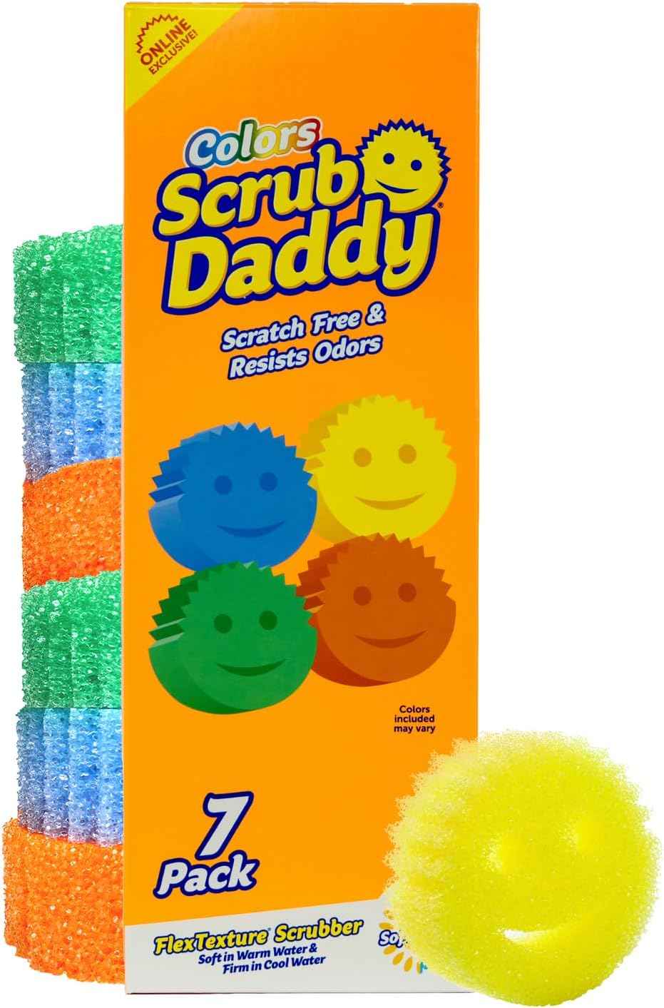 Scrub Daddy Color Sponges - Scratch-Free Multipurpose Dish Sponges for Kitchen, Bathroom & Household Cleaning - Made with BPA-Free Polymer Foam (3 Count)