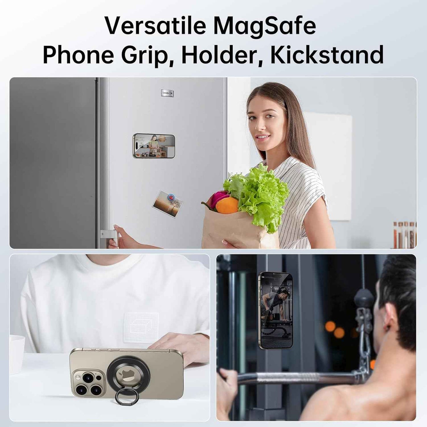 SYNCWIRE Upgraded Magnetic Phone Ring Holder for MagSafe, Magnet Cell Phone Grip Stand Finger Ring Kickstand Two-Sided Magnetic Compatible with iPhone 16 Pro Max 15 14 13 12 MagSafe Accessories