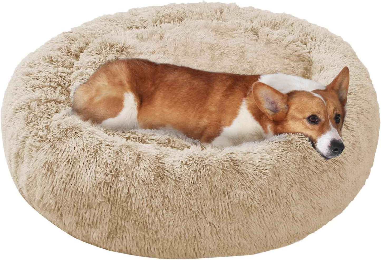 JOLLYVOGUE Dog & Cat Bed, Calming Anti-Anxiety Pet Bed for Small Dogs, Fluffy Donut Cushion for Small and Medium Pets (20")
