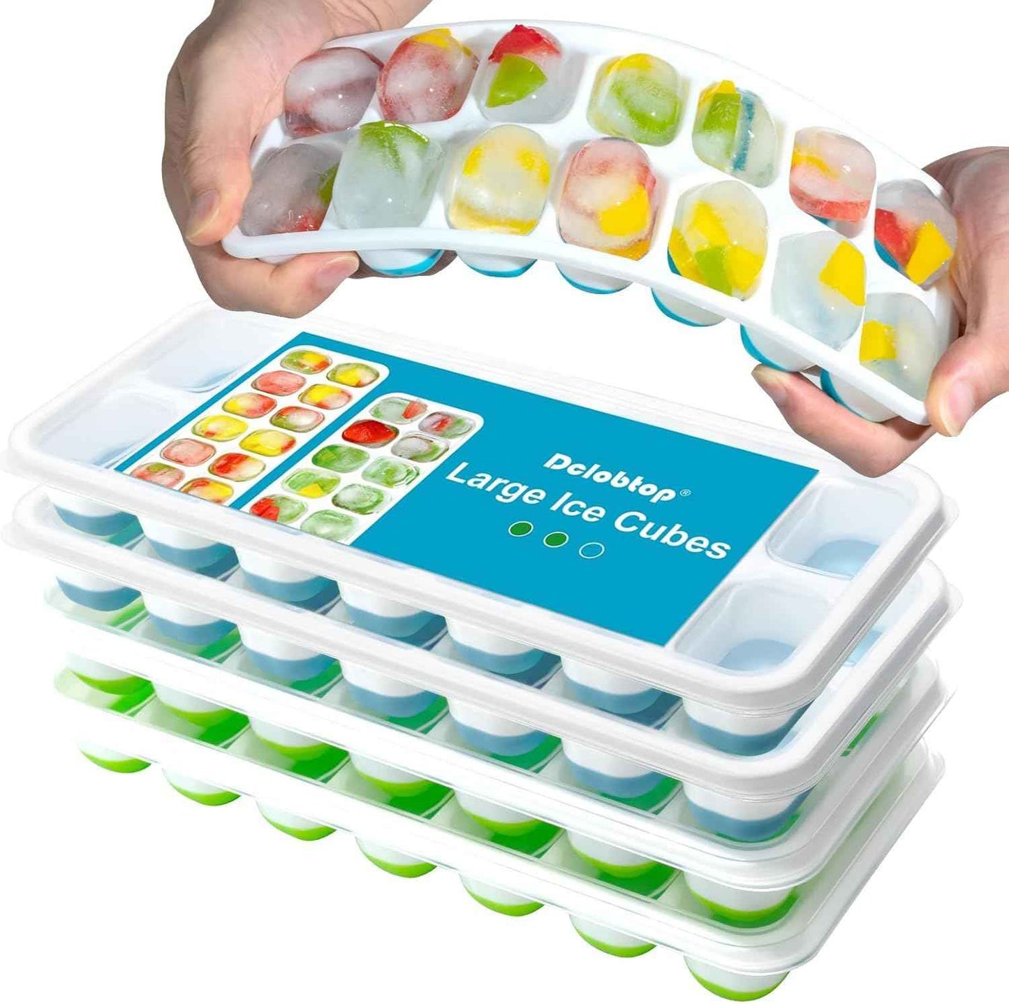 Ice Cube Trays for Freezer - 3 Pack 42 Cubes, Easy to Release Silicone Ice Trays with Spill-Resistant Lids, Reusable Ice Tray,Stackable and BPA-Free, Perfect for Cocktails, Drinks,and Ice Coffee