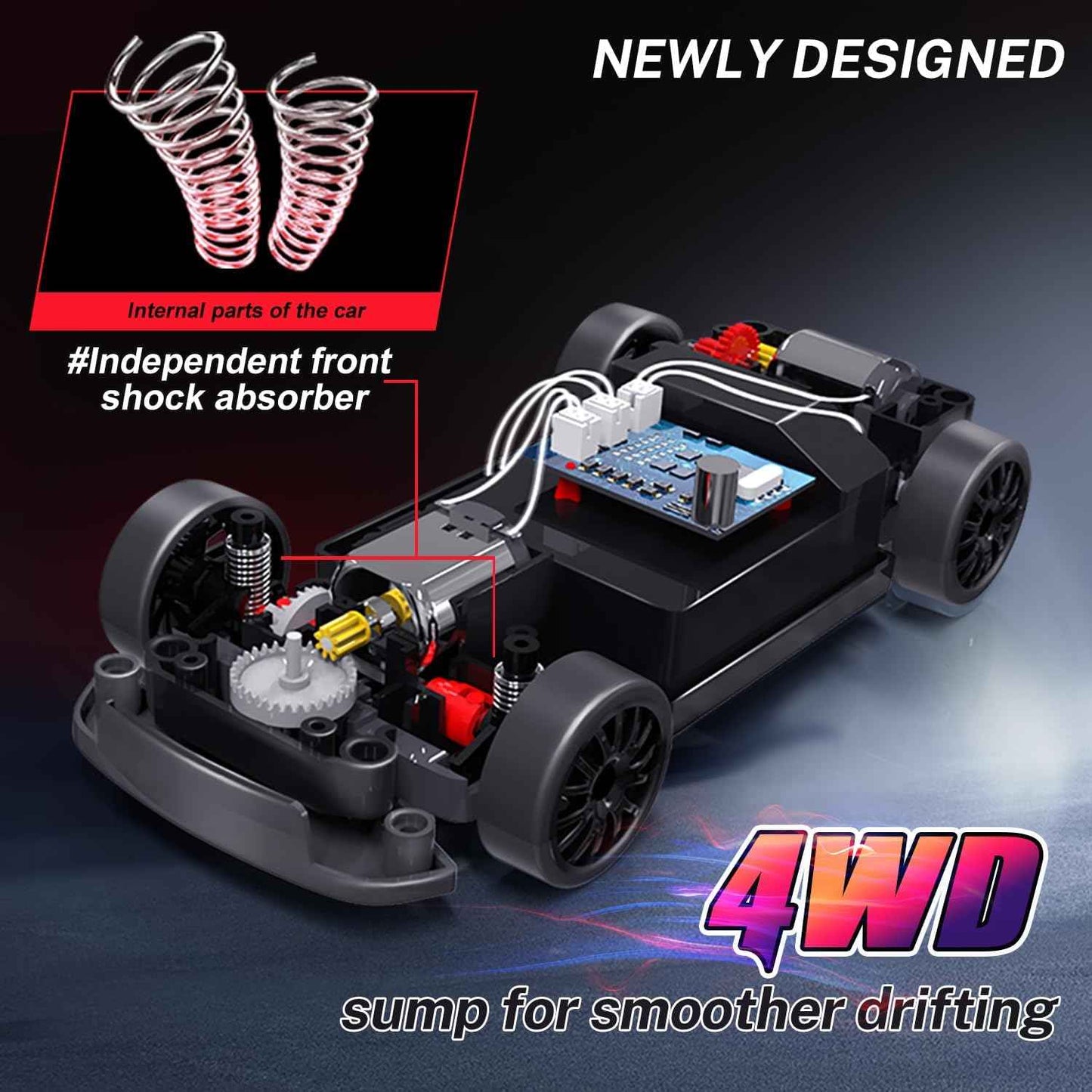 ACAMMZAR RC Drift Car, 1:24 Remote Control Car for Kids, 20KM/H 4WD High Speed RC Cars with LED Lights, Two Batteries, Extra Drifting Tires, Vehicle for Adults Boys Girls
