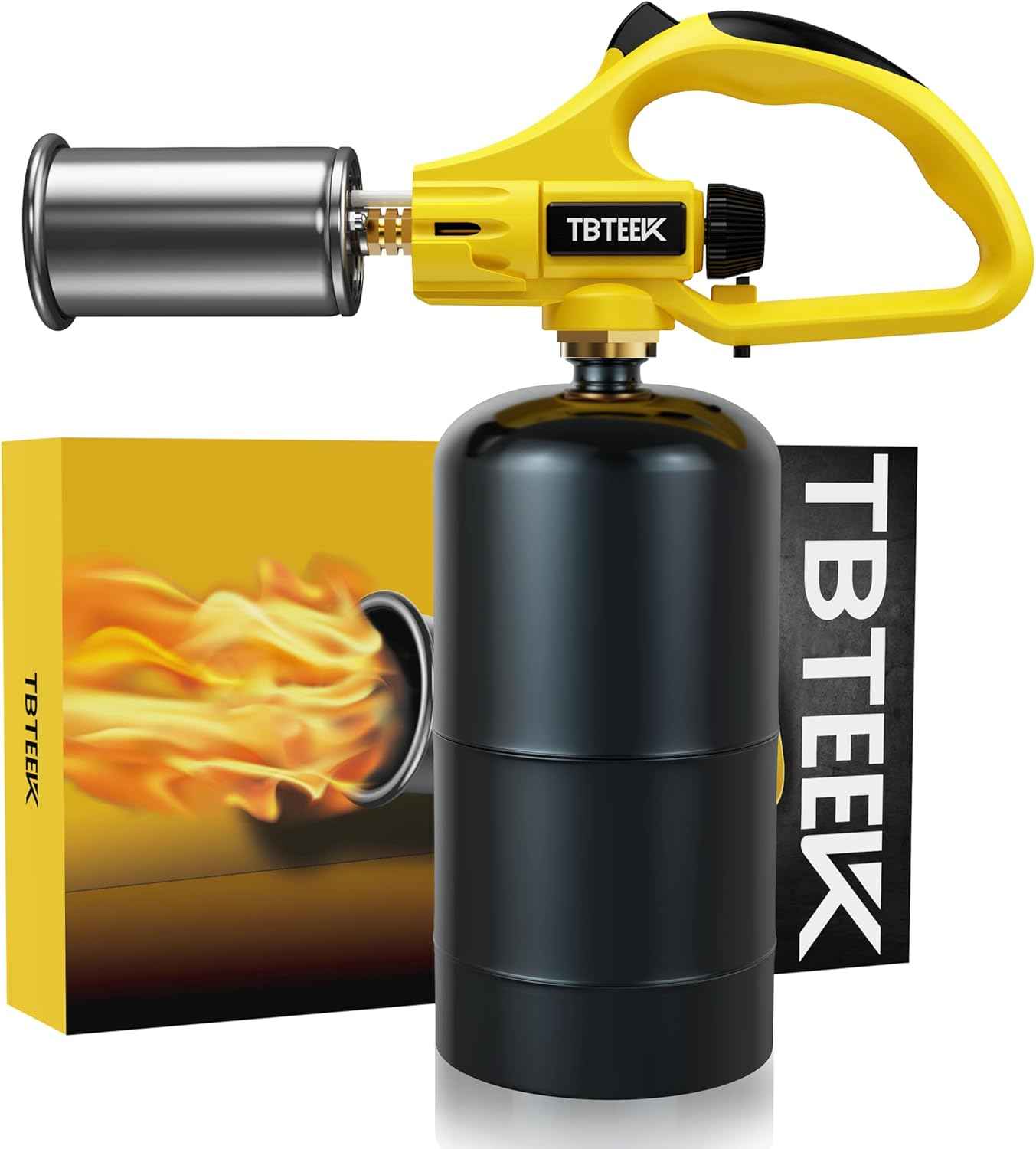 TBTEEK Butane Torch, Kitchen Torch Cooking Torch with Safety Lock & Adjustable Flame for Cooking, BBQ, Baking, Brulee, Creme, DIY Soldering(Butane Not Included)