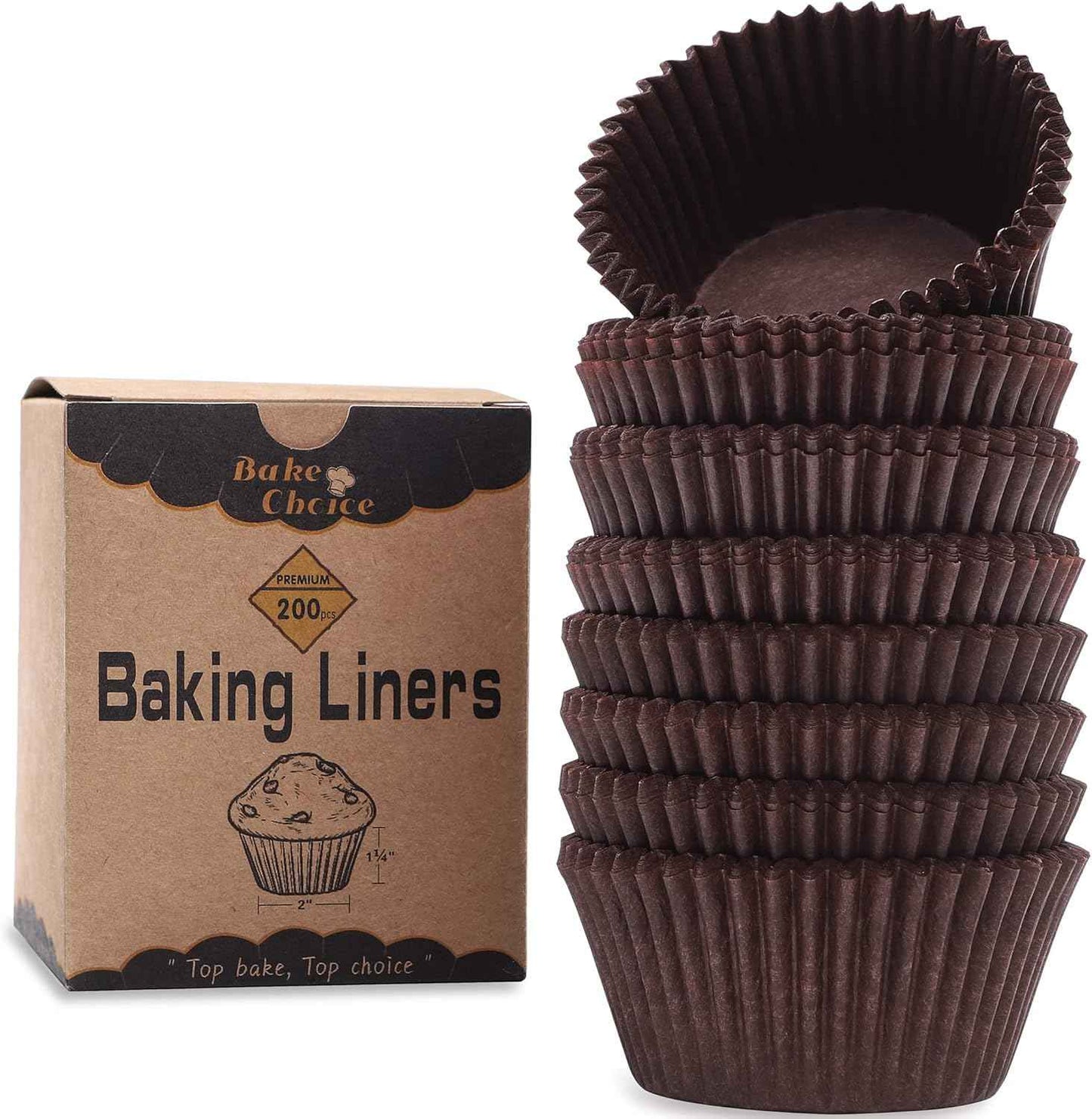 Non-stick 200pcs Standard Cupcake Liners for Baking, Natural, Food-grade Cupcake Wrapper, Greaseproof Parchment Muffin Liners