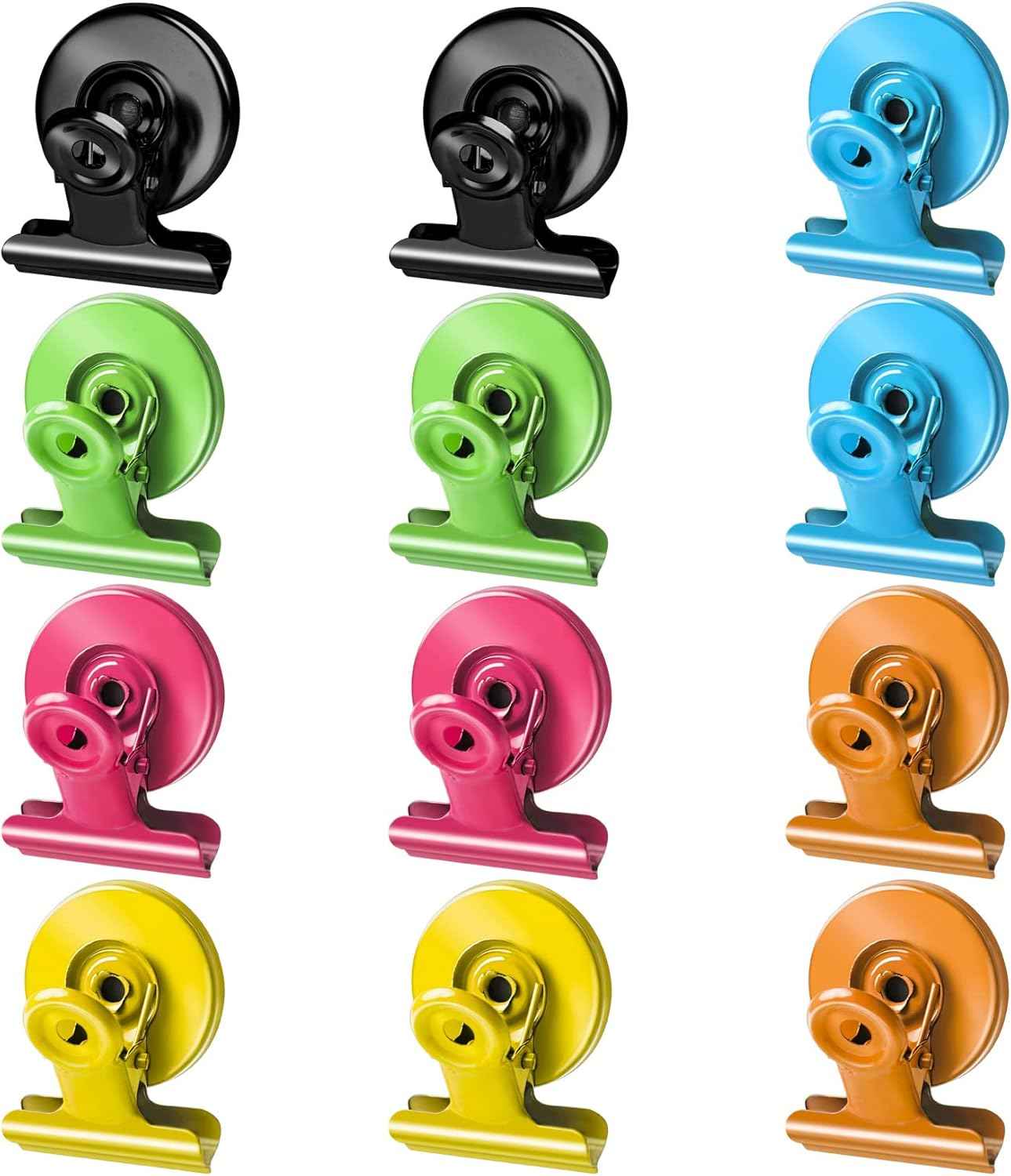 12pack Fridge Magnets Refrigerator Magnets Magnetic Clips Heavy Duty Detailed List Display Paper Fasteners on Home& Office& Teaching (Black, 12)