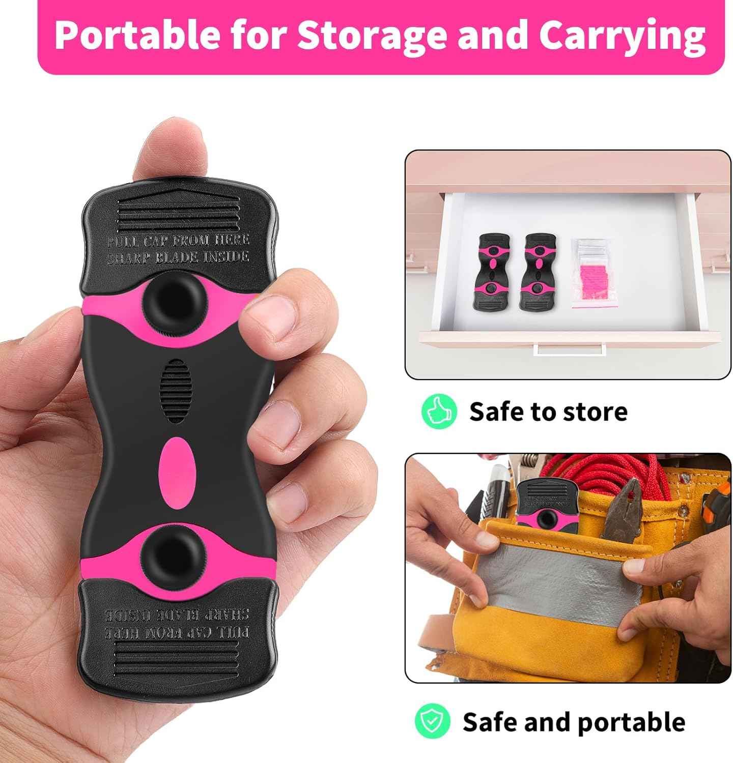 Razor Blade Scraper Tool Kit - 2Pack Razor Scrapers & 40Pcs Extra Blades, Plastic Paint Scraper Tool, Razor Scraper Tool for Glass Top Stove, Scrappers for Cleaning Window, Cooktop, Oven, Floor