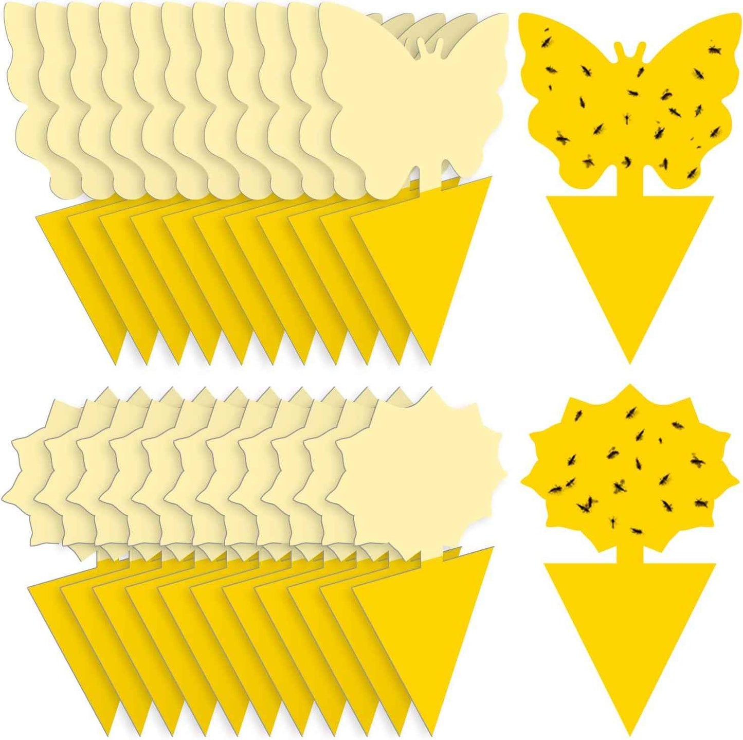 Landisun Fruit Fly Traps 48PCS Fungus Gnat-Traps for Indoor-Outdoor Yellow Fruit-Fly Sticky-Trap Plants Flying Bug Insects Traps