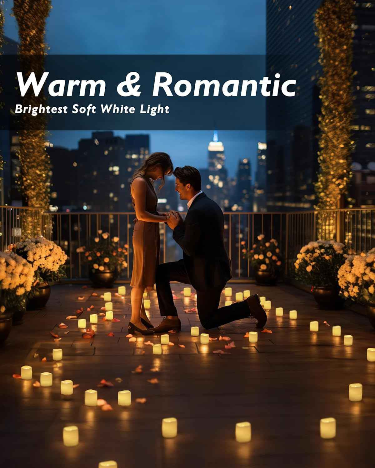 Homemory 24Pack Flickering Flameless Votive Candles,200+Hour Electric Fake Candles,Battery Operated LED Tealight for Wedding,Outdoor,Table,Halloween,Christmas Decor(Warm White,Battery Included)