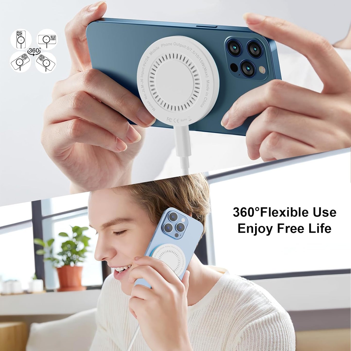 MagSafe Charger 2 Pack 15W Magnetic Wireless Charger Fast Charging Pad Compatible with iPhone 17/16/15/14/13/12 Series & AirPods 3/2/Pro Magnetic MagSafe Charging Pad with Dual Ports - Rayz Mart