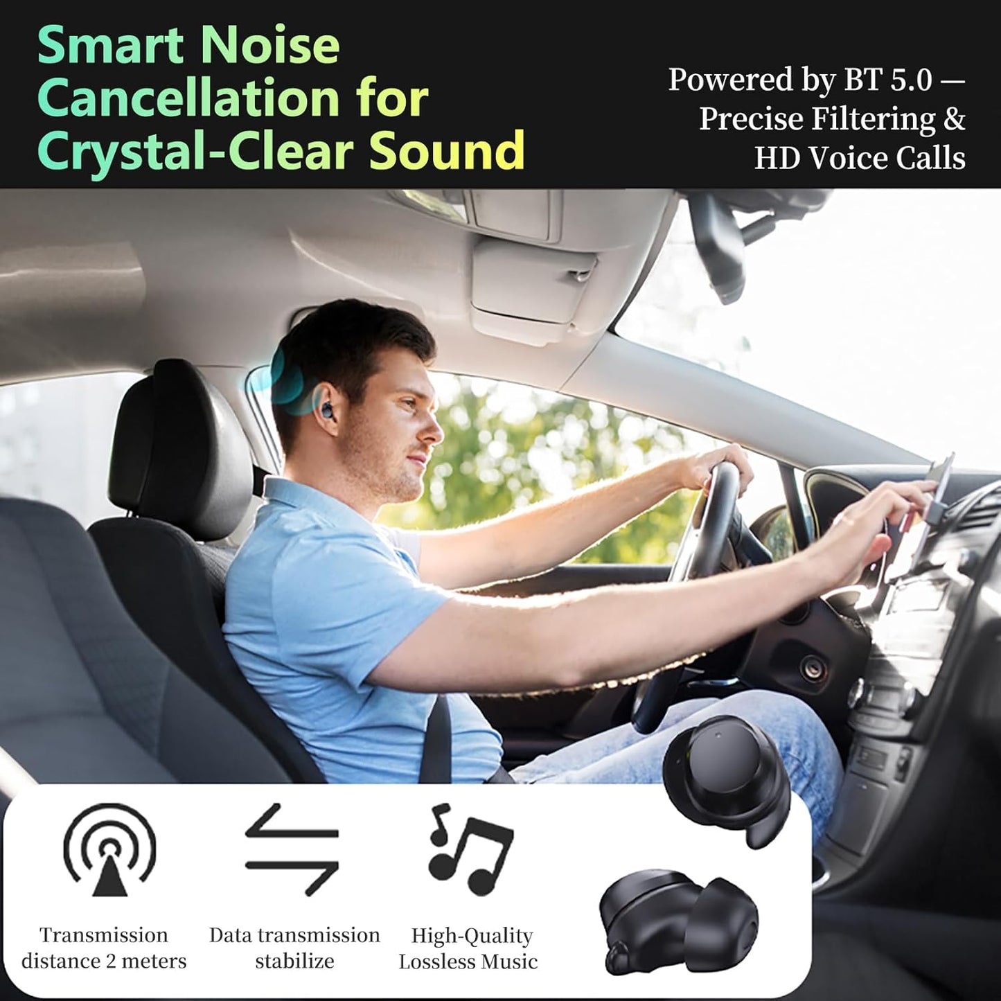 MLVOC 120W Fast Charging Car Charger with Earbuds, Retractable 4-in-1 USB-C & Lightning for iPhone & Android (Black) - Rayz Mart