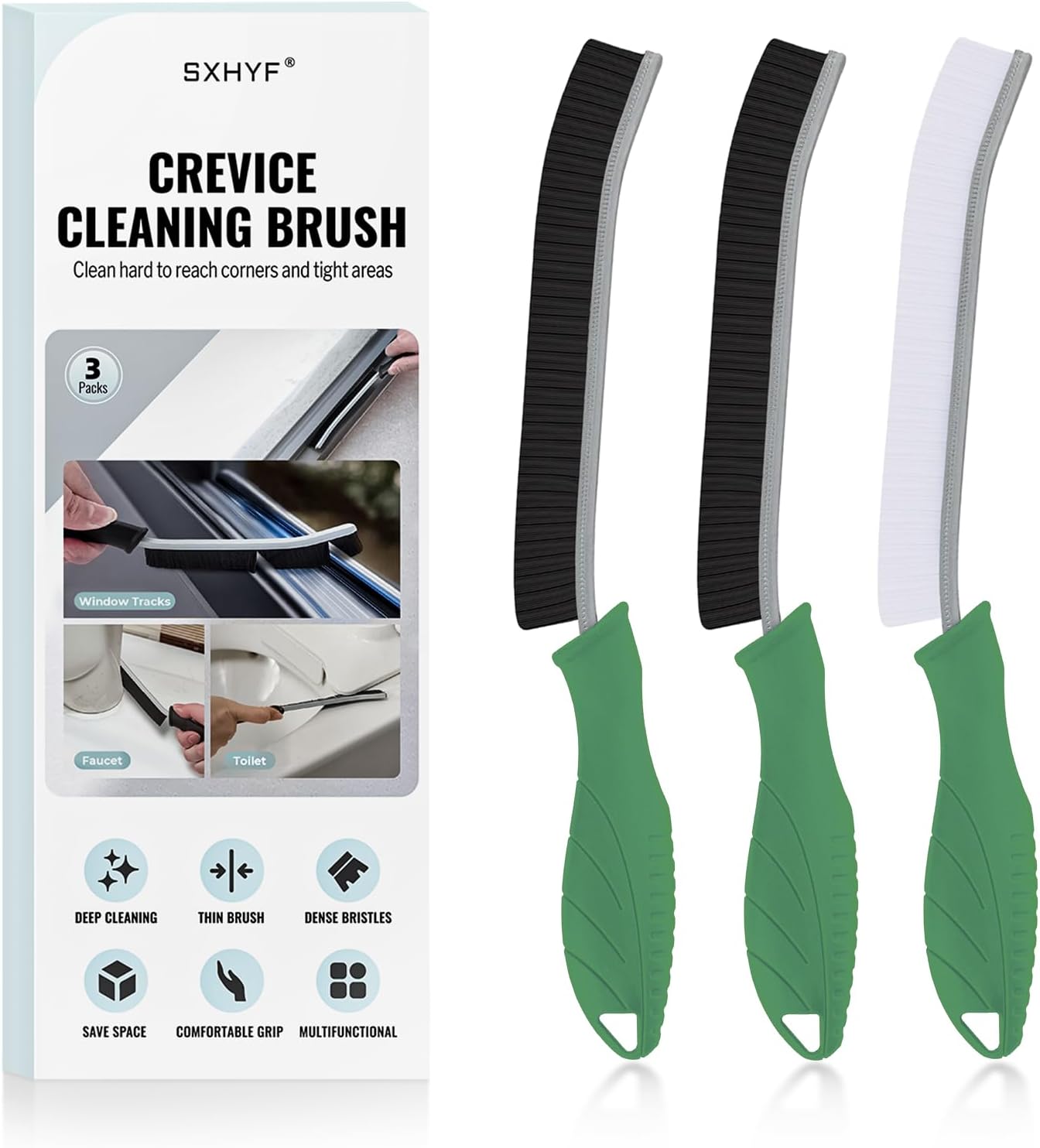 SXhyf Crevice Cleaning Brush – Hard Bristle Grout Scrub Brush for Bathroom, Kitchen & Household Cleaning
