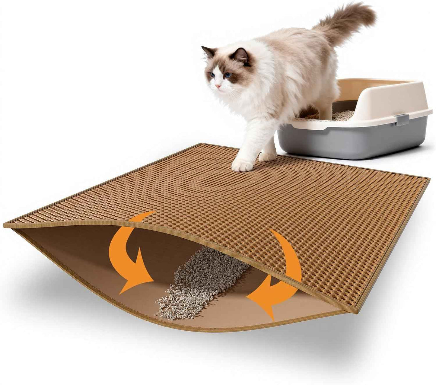 Pieviev Cat Litter Mat Double Layer Waterproof Urine Proof Trapping Mat 1 Pack (Gray, 24x15 Inch (Pack of 1))