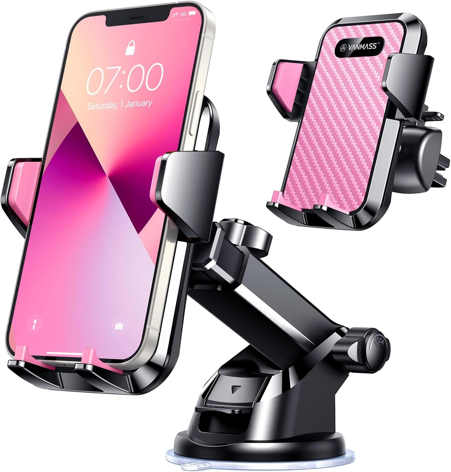 VANMASS 【85+LBS Strongest Suction & Military-Grade 2025 Ultimate Car Phone Mount【Patent & Safety Certs】 Cell Phone Holder Truck Stand for Dashboard Windshield Vent for iPhone 16 15 Pro Max 14 Samsung