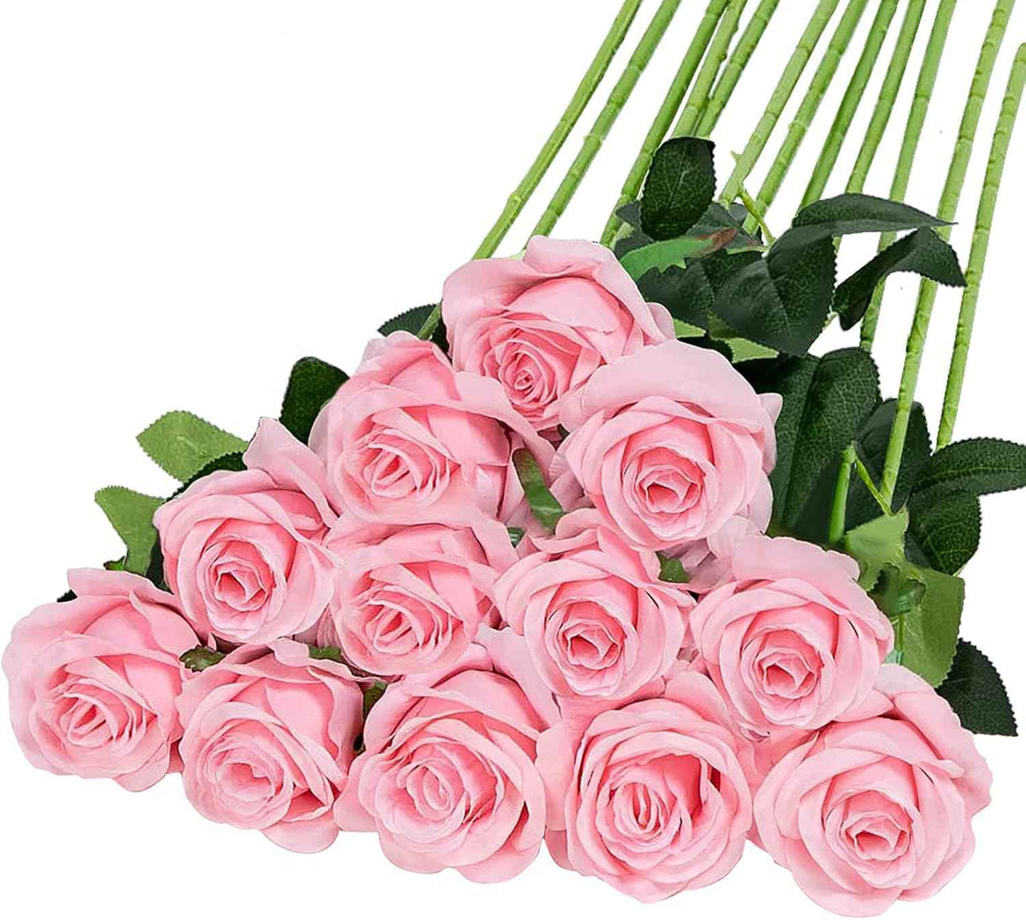 Hawesome 12PCS Artificial Flowers Fake Roses, Realistic Silk Long Stem Red Roses Bouquet for Wedding Centerpiece Home Decor Party & Valentines