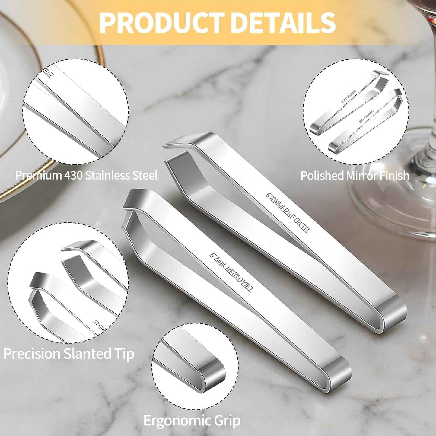 2 PCS Fish Bone Tweezers, 430 Stainless Steel Flat & Slant Pliers Set for Kitchen Removing Salmon Trout Bones,Chicken Feathers