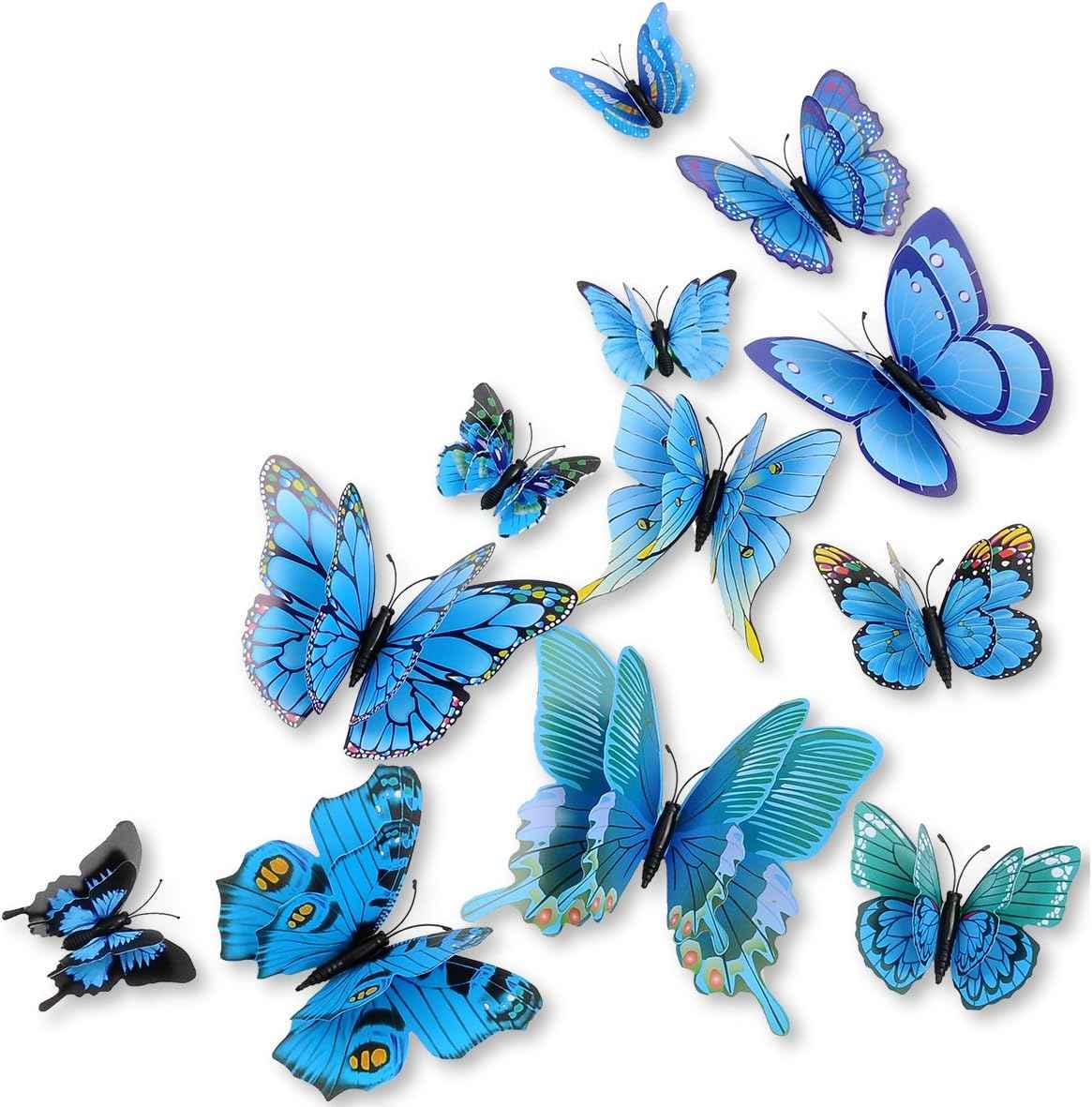 Mixed of 12PCS 3D Pink Butterfly Wall Stickers Decor Art Decorations