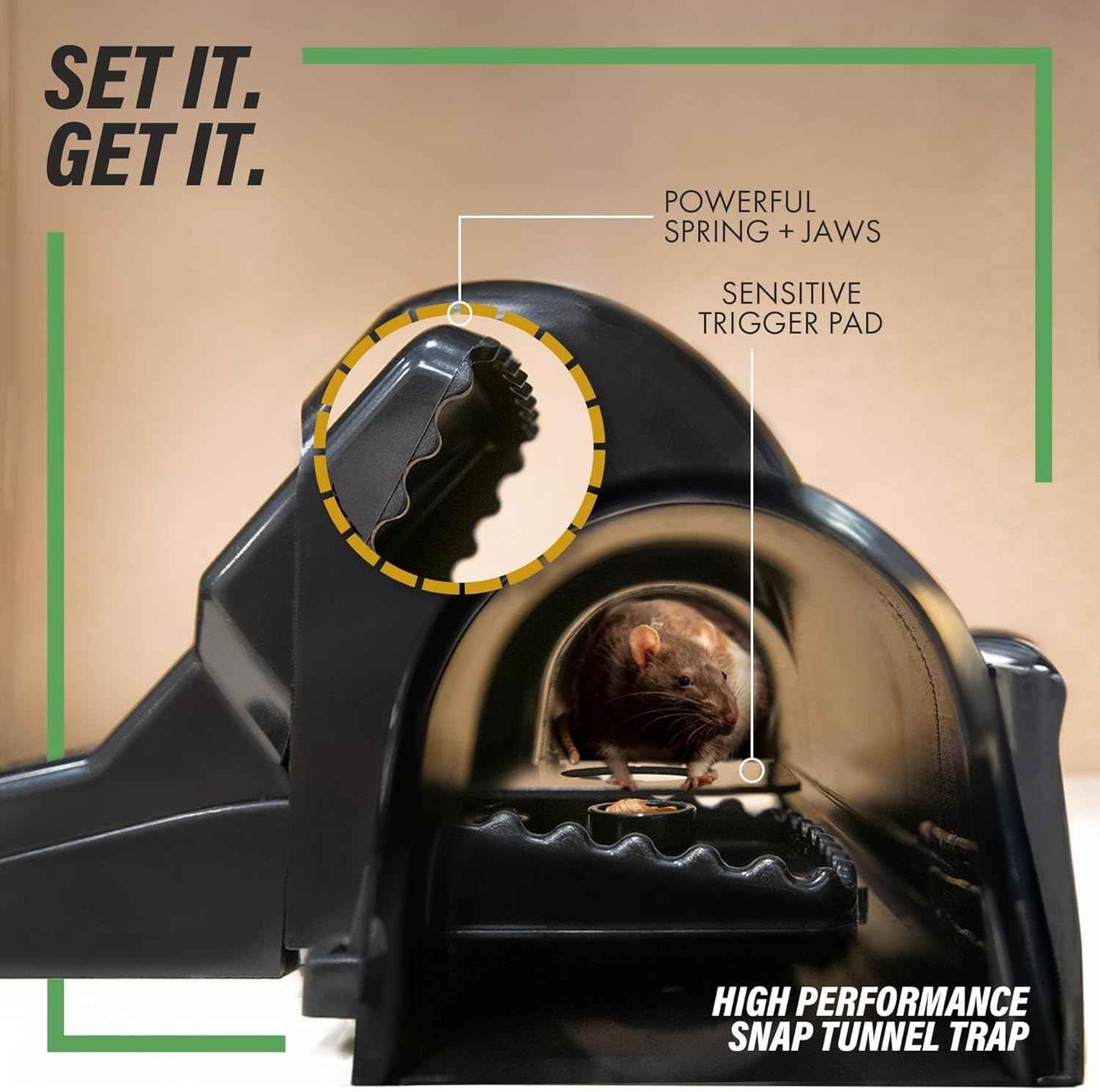 Rat and Chipmunk Traps. Prevents Accidental Triggering with Dual Tunneled Design. Covered Snap Traps for Humane Kill, Reusable, Pest Control for Rats, Indoor & Outdoor Use. 2 Pack