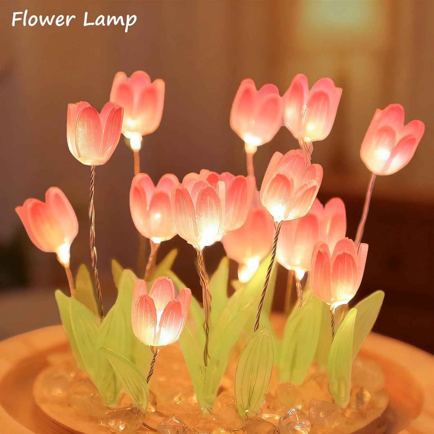Valentine’s Day Gifts for Women – Tulip Lamp with Glass Dome, Birthday Gift for Girlfriend, Wife, Mom, Battery Operated LED Flower Night Light for Bedroom, Home and Table Decor