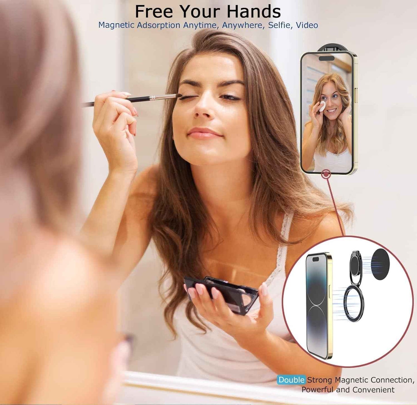 Magnetic Phone Ring Holder with Magsafe, Double Adjustable Gym Finger Ring Grip, Removable Phone Grip, for iPhone, iPad and Smartphones, Compatible with Magnetic Car Mount (Colorful)