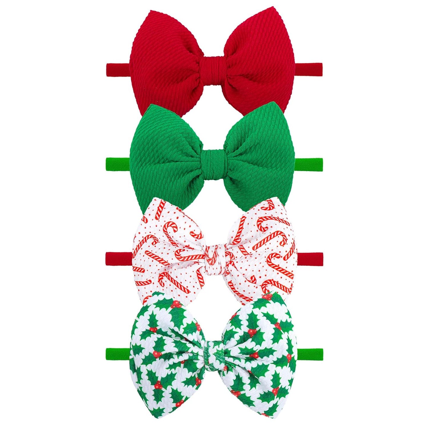 Christmas Baby Girl Bows Headbands Xmas Tree Headbands Candy Cane Hair Bow Elastic Nylon Hairbands Hair Accessories Newborn Infant Toddler