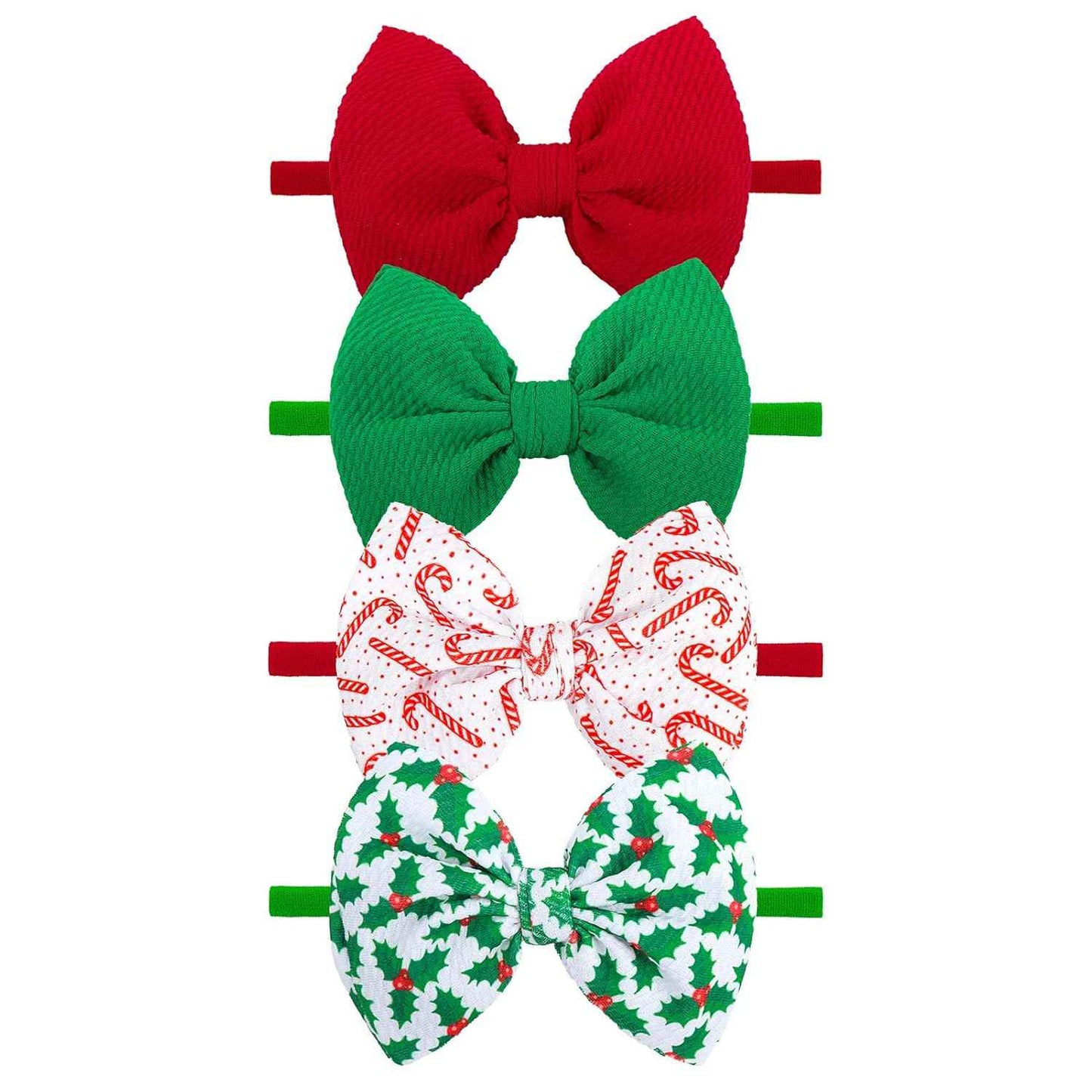 Christmas Baby Girl Bows Headbands Xmas Tree Headbands Candy Cane Hair Bow Elastic Nylon Hairbands Hair Accessories Newborn Infant Toddler