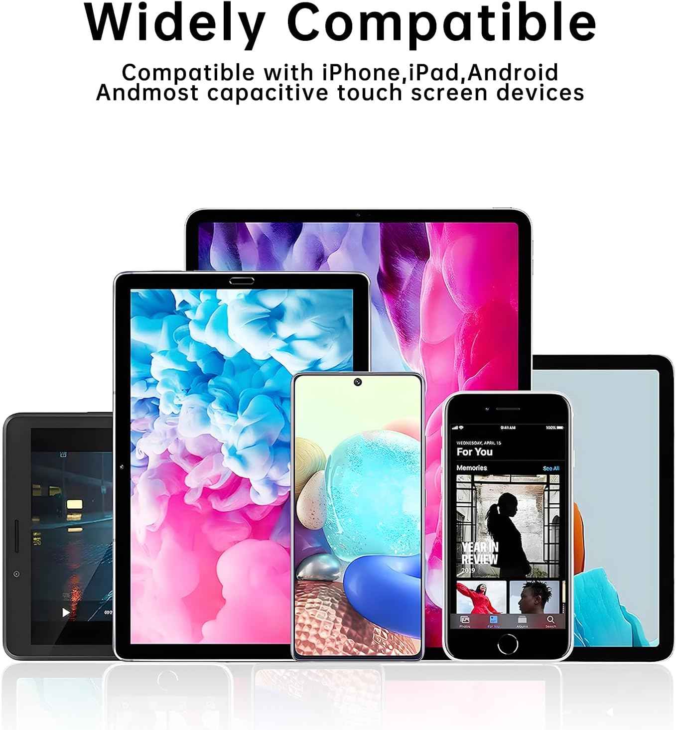 Bopomofo Stylus (5 Pcs), 2-in-1 Stylus Pen for Touch Screen, High Precision and Sensitivity, Suitable for iPhone/ipad/Android Tablets, Compatible with Touch Screens (Black/White/Blue/Rose Gold/Silver)