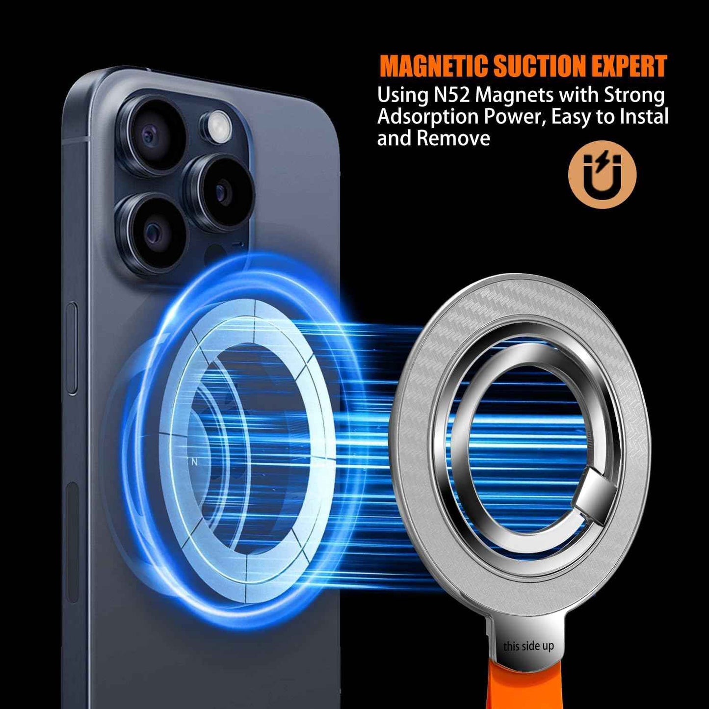 Magnetic Phone Grip Holder, Rotatable Magnetic Phone Ring Stand Holder, Magnet Cell Phone Grip Stand for iPhone 16 Pro/16/15/14/13/12