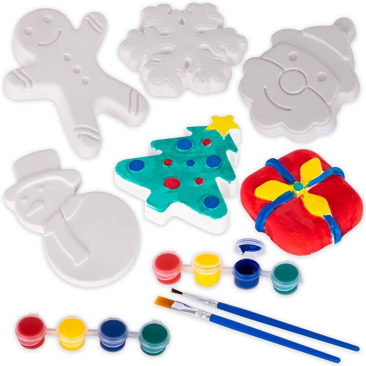 ArtCreativity Christmas Ceramic Painting Kit for Kids - 6 Ceramic Figures, 2 Paint Sets, and 2 Brushes - DIY Christmas Painting Crafts for Toddlers 3 4 5 6 7 8 - Kidsβ Paint Activity Set