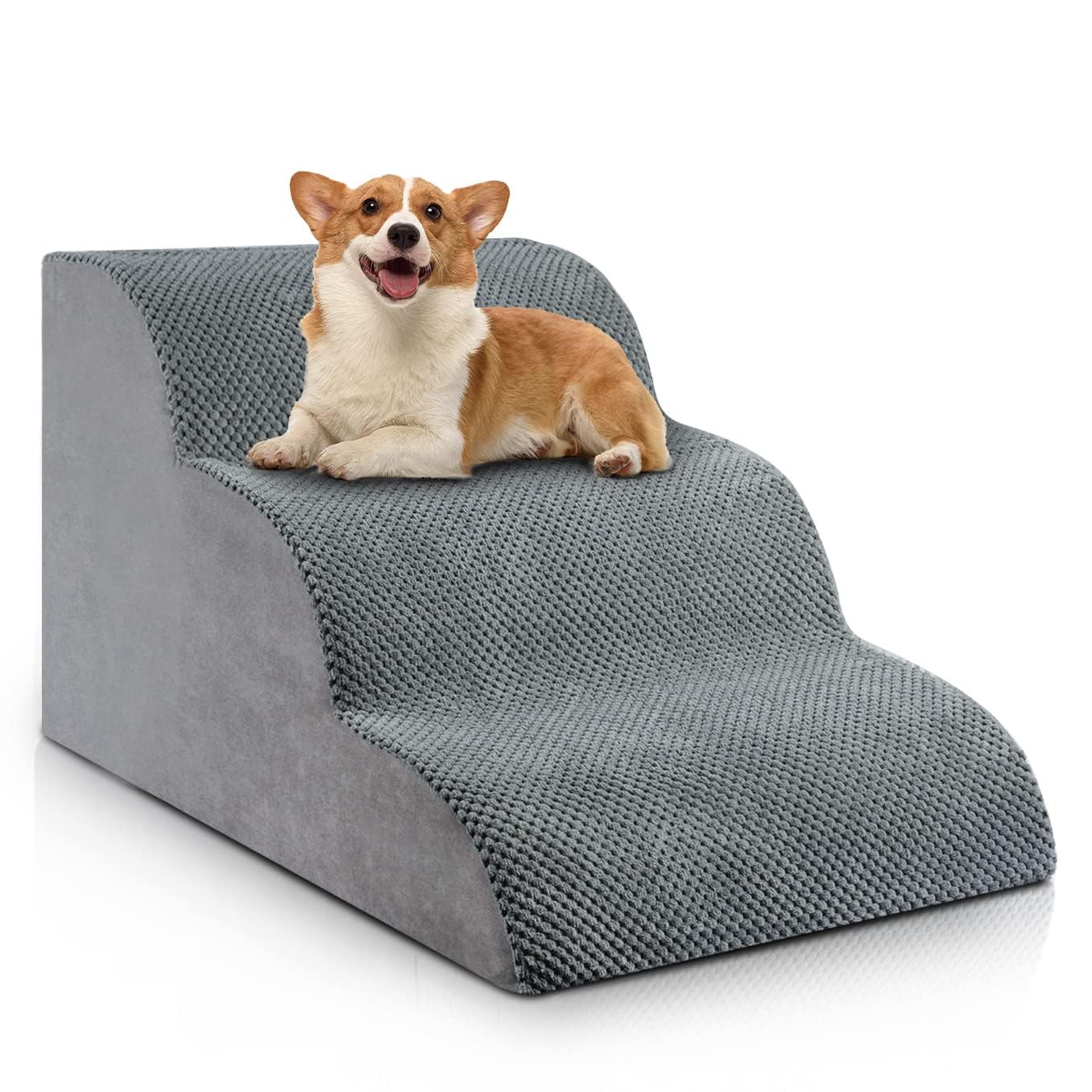 Chic Threads Dog Stairs for Small Dogs, 3-Step Dog Stairs for High Beds and Couch, Pet Steps for Small Dogs and CatsοΌNon-Slip Stable Indoor Dog Steps
