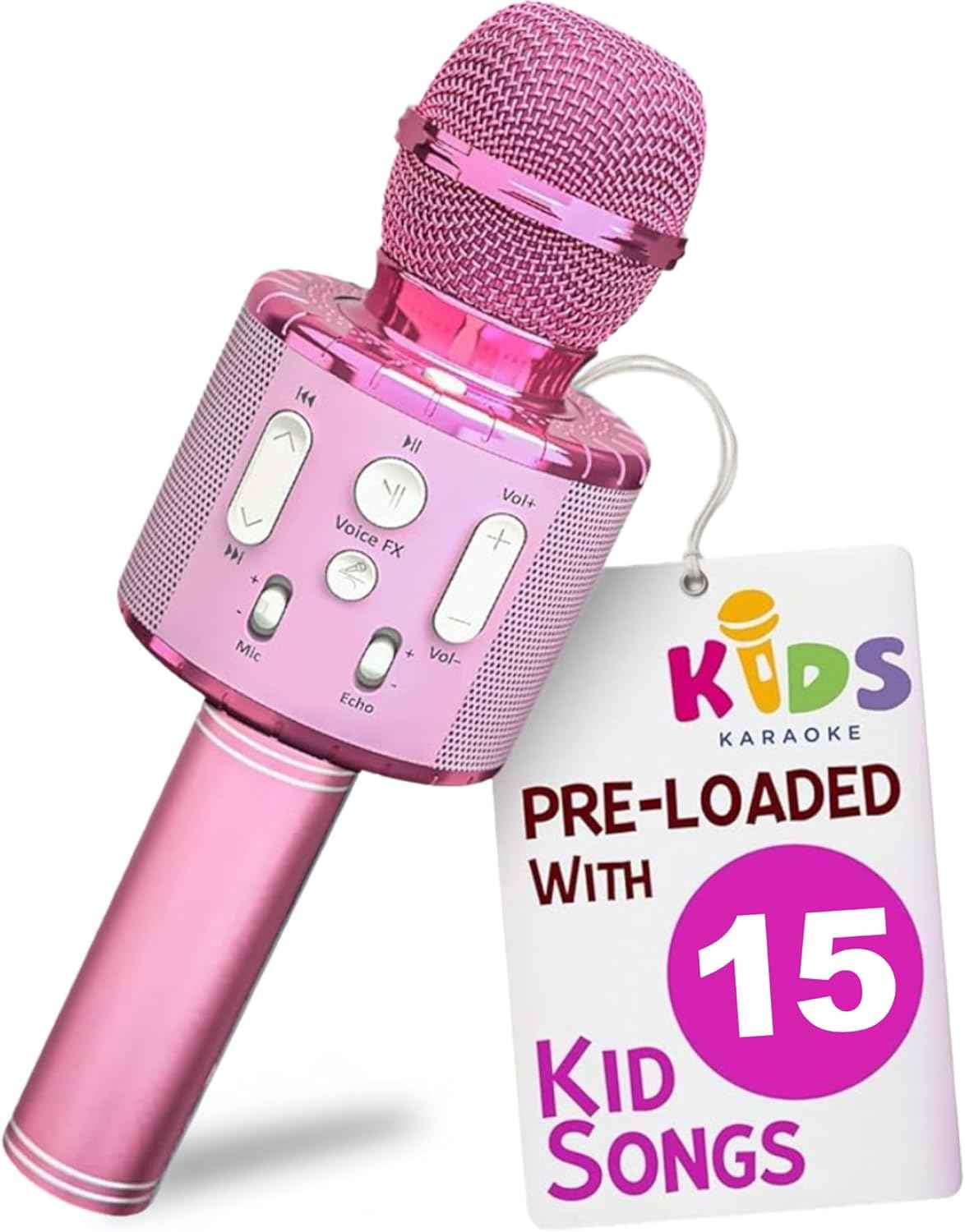 Move2Play, Kids Karaoke Microphone | Includes Pre-Loaded Songs & Bluetooth | Kids Birthday Party Gift | Toy for All Ages 2, 3, 4, 5, 6+ Year Old Girls, Boys & Toddlers