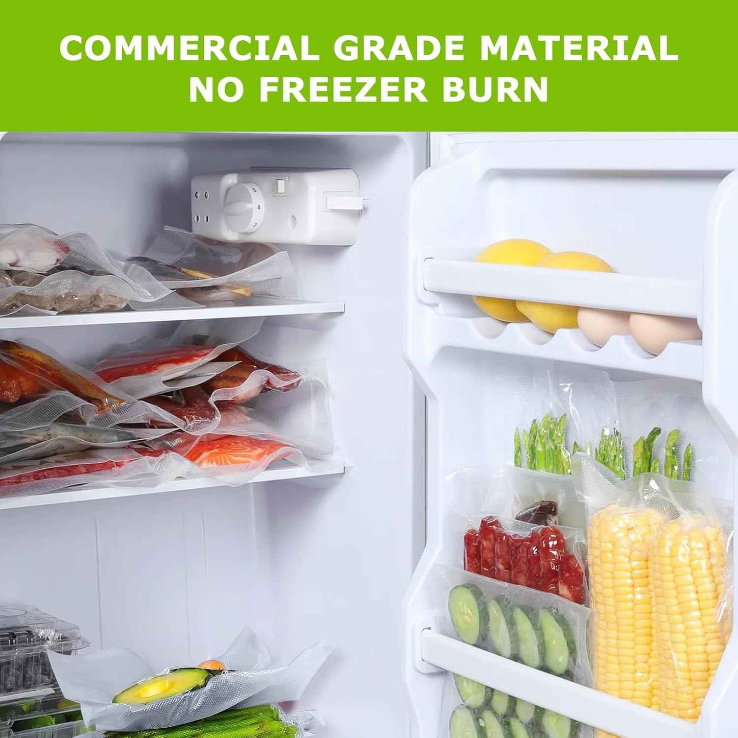 Bonsenkitchen Vacuum Sealer Bags, 50 Quart 8" x 12" Precut Food Sealer Bags, Commercial Grade, BPA Free, Heavy Duty, Customized Size Vacuum Bags for Vac Storage, Meal Prep or Sous Vide Cooking, VB12