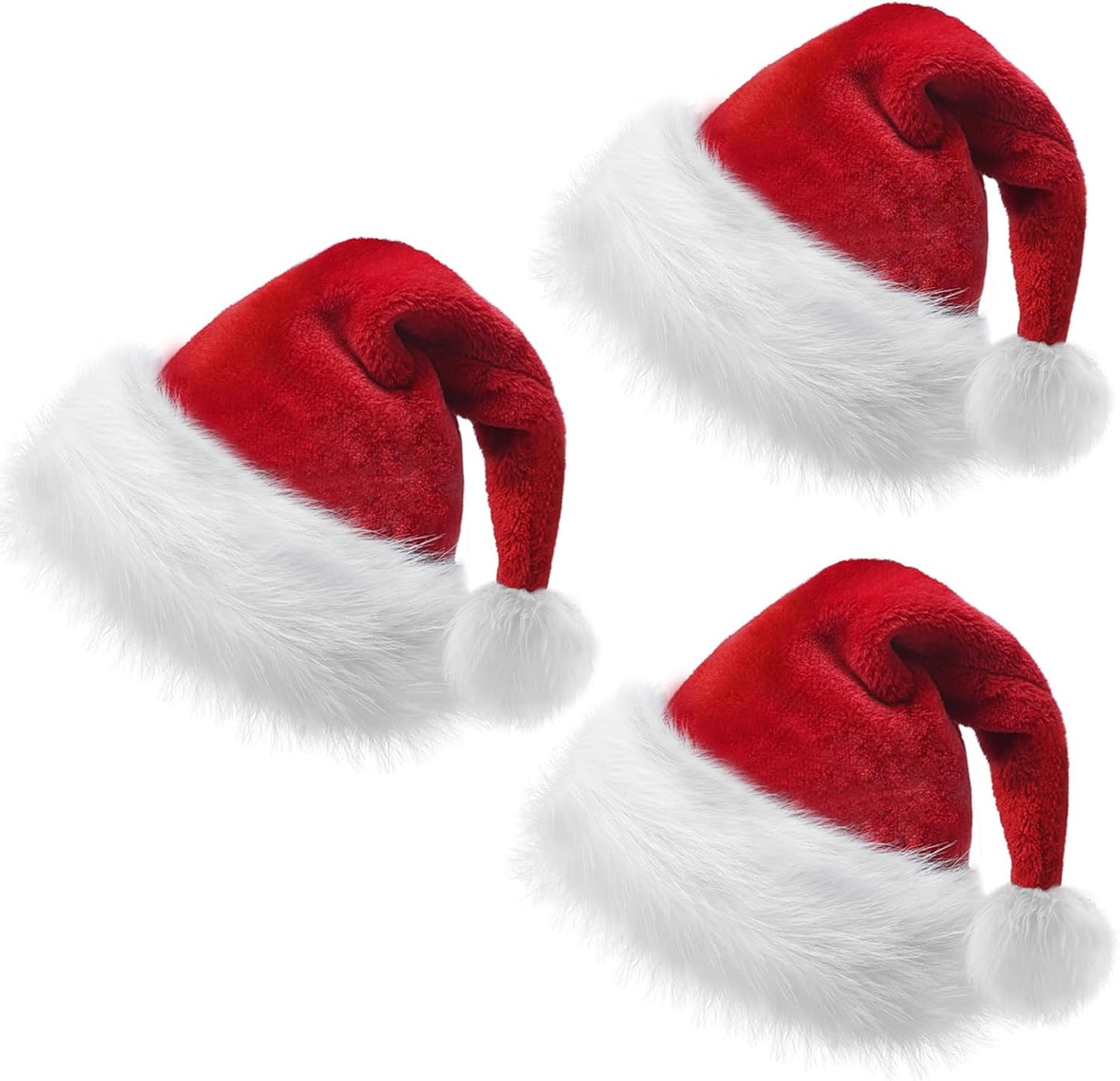 Christmas Hat, Santa Hats for Adults & Kids Red Velvet Comfort Extra Thicken Holiday Xmas Hat for New Year Festive Party