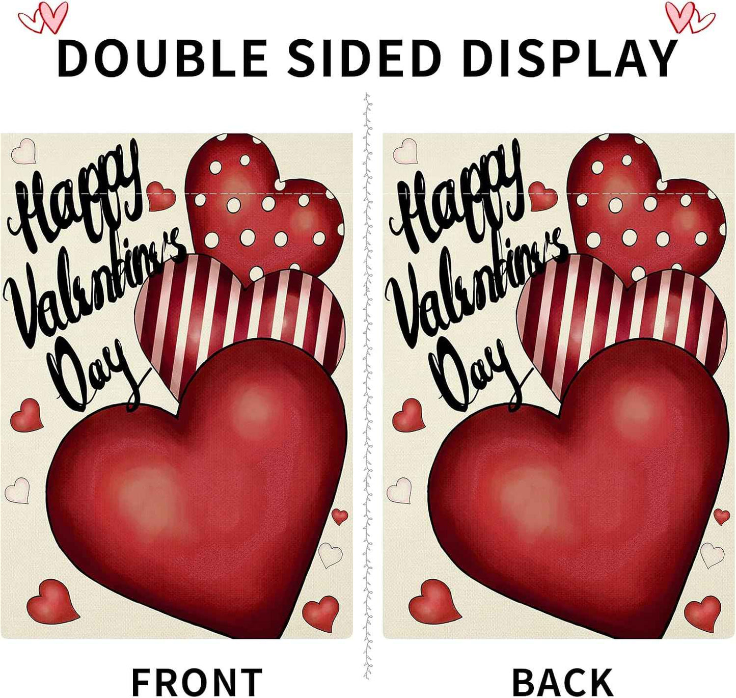 Valentines Day Garden Flag 12x18 Inch Double Sided Love Heart Small Seasonal Valentineβs Day Flag Yard Outdoor Flag Decoration
