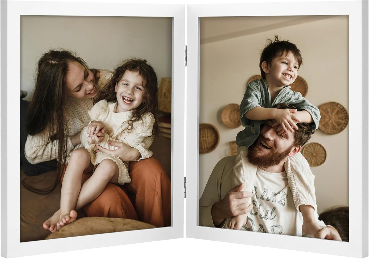 decorUhome Double 4x6 Picture Frame Vertical, Engineered Wood Bifold Photo Frame with Plexiglass for Tabletop Display, 4x6, Black