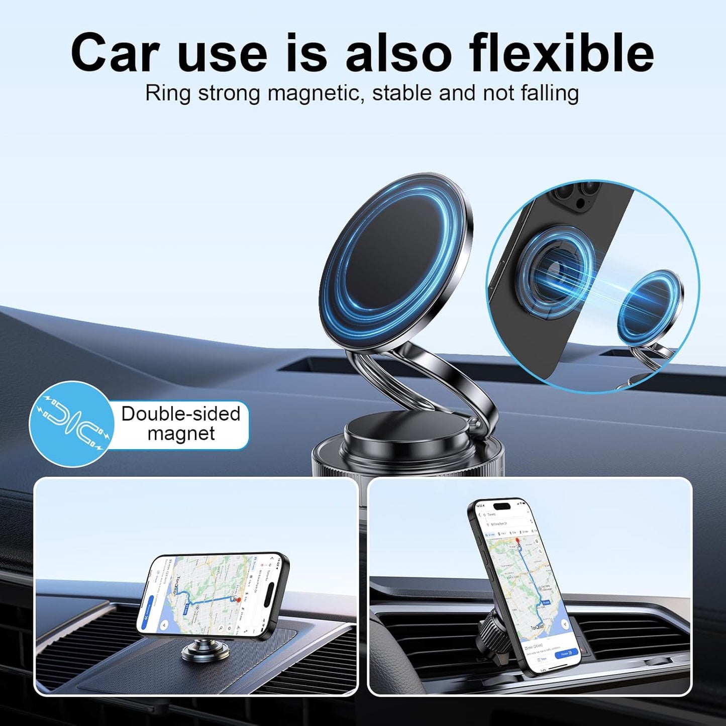 Magnetic Phone Grip Ring Holder for MagSafe Magnet Cell Phone Grip Kickstand Two-Sided Finger Ring Magnetic Stand for iPhone 17 Pro Max 16 Pro 16e 16 Plus 15 Samsung Galaxy S25 Edge S24 FE S23 S22 S21