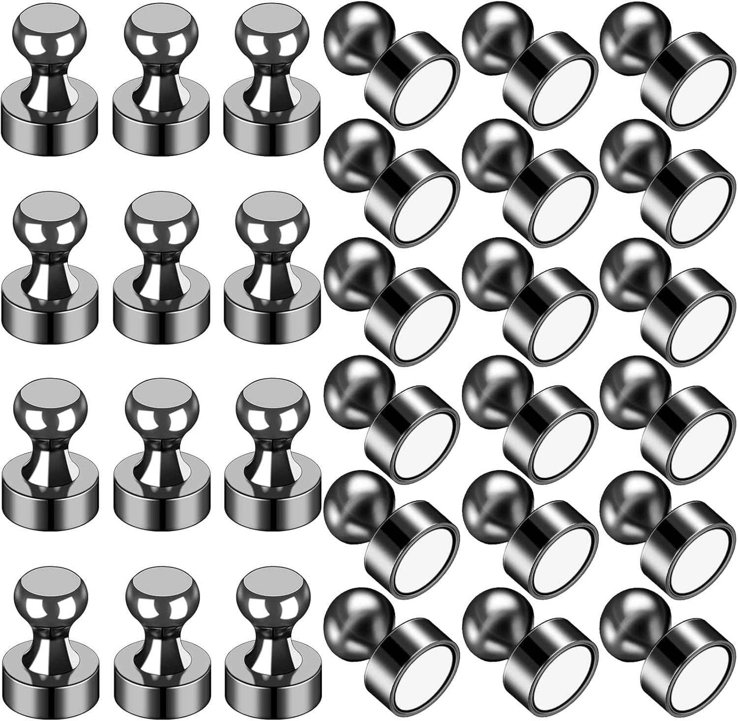 LOVIMAG 12Pcs Black Fridge Magnets, Small and Strong Magnets for Whiteboard, Office, Classroom, Map, Kitchen