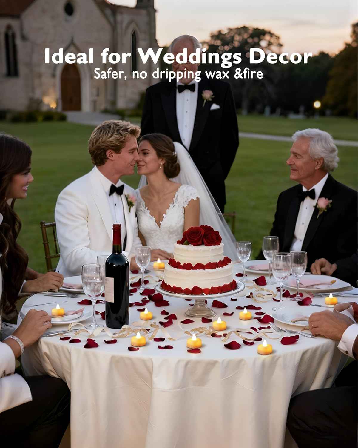 Amagic 1000 Pieces Artificial Rose Petals with 12 Heart LED Tea Lights Candles Kit, Rose Petals and Candles Set for Proposal, Anniversary, Valentine's Day, Special Romantic Night, Wedding Table Decor