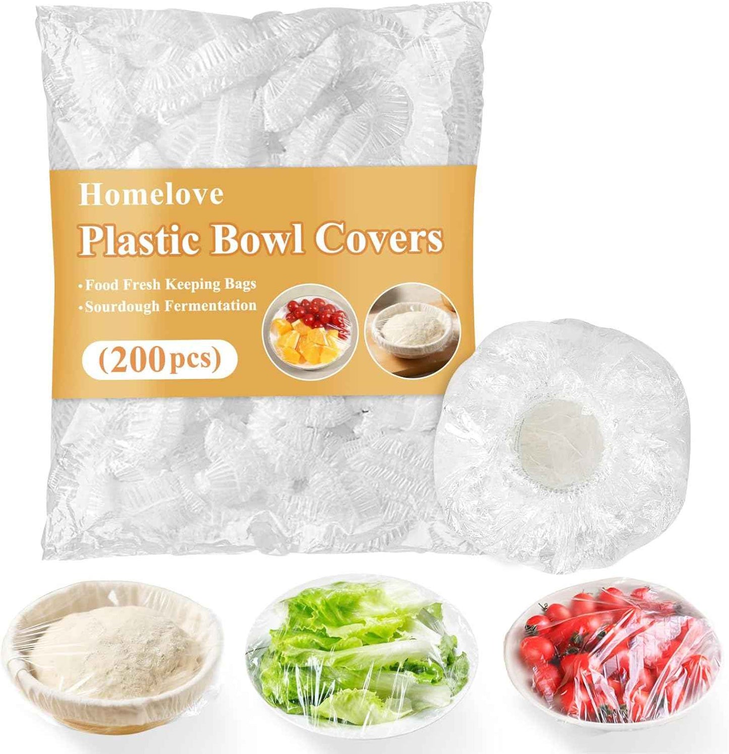 Homelove 100pcs Plastic Bowl Covers Food Cover Dish Covers, Reusable Elastic Stretch Fresh Keeping Bags, Kitchen Dining Plate Bread Proofing Food Storage Covers, Universal Kitchen Plastic Wrap