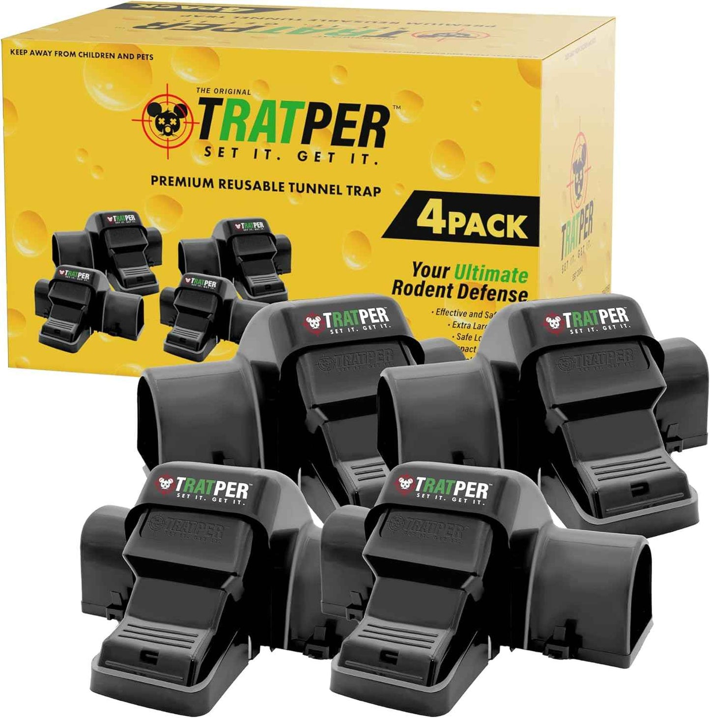 Rat and Chipmunk Traps. Prevents Accidental Triggering with Dual Tunneled Design. Covered Snap Traps for Humane Kill, Reusable, Pest Control for Rats, Indoor & Outdoor Use. 2 Pack