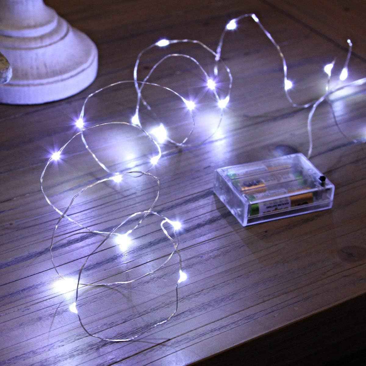 Led Fairy Lights Battery Operated, 1 Pack Mini Battery Powered Copper Wire Starry Fairy Lights for Bedroom, Christmas, Parties, Wedding, Centerpiece, Decoration (5m/16ft Warm White)