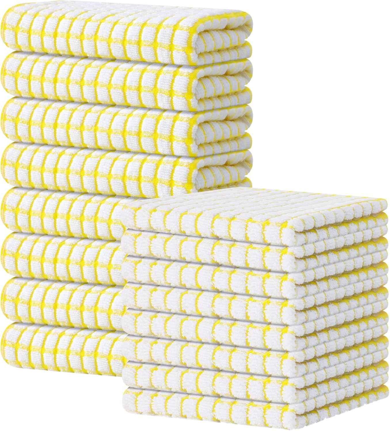 Kitinjoy Cotton 8 Pack Terry Kitchen Dish Cloths, 12 x 12 Inches Super Soft and Absorbent Dish Rags, Quick Drying Dish Towels for Washing Dishes, Mixed Color