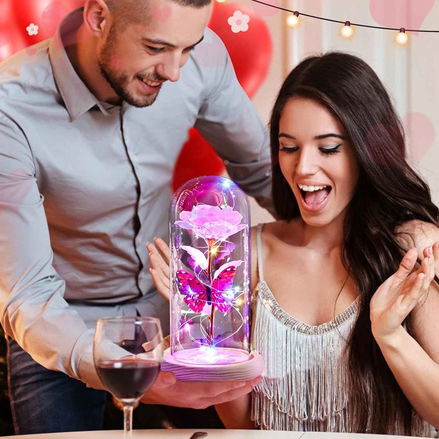 Beferr Gifts for Women Mom Birthday Gifts, Galaxy Glass Rose Forever Preserved Flowers for Delivery Prime Light Up Rose in Glass Dome Valentines Rose Gifts for Her Wife Daughter Girlfriend