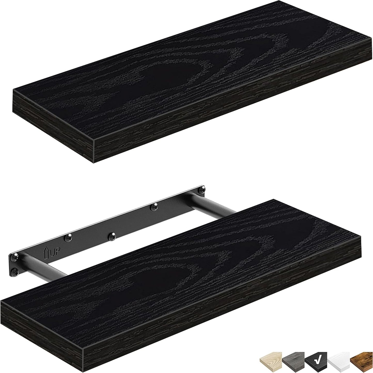 QEEIG Floating Shelves for Wall Bathroom Shelf Bedroom Kitchen Living Room Hanging Book Shelves Small Farmhouse Decor 16 inch Set of 3, Rustic Brown (015-BN3) - Rayz Mart